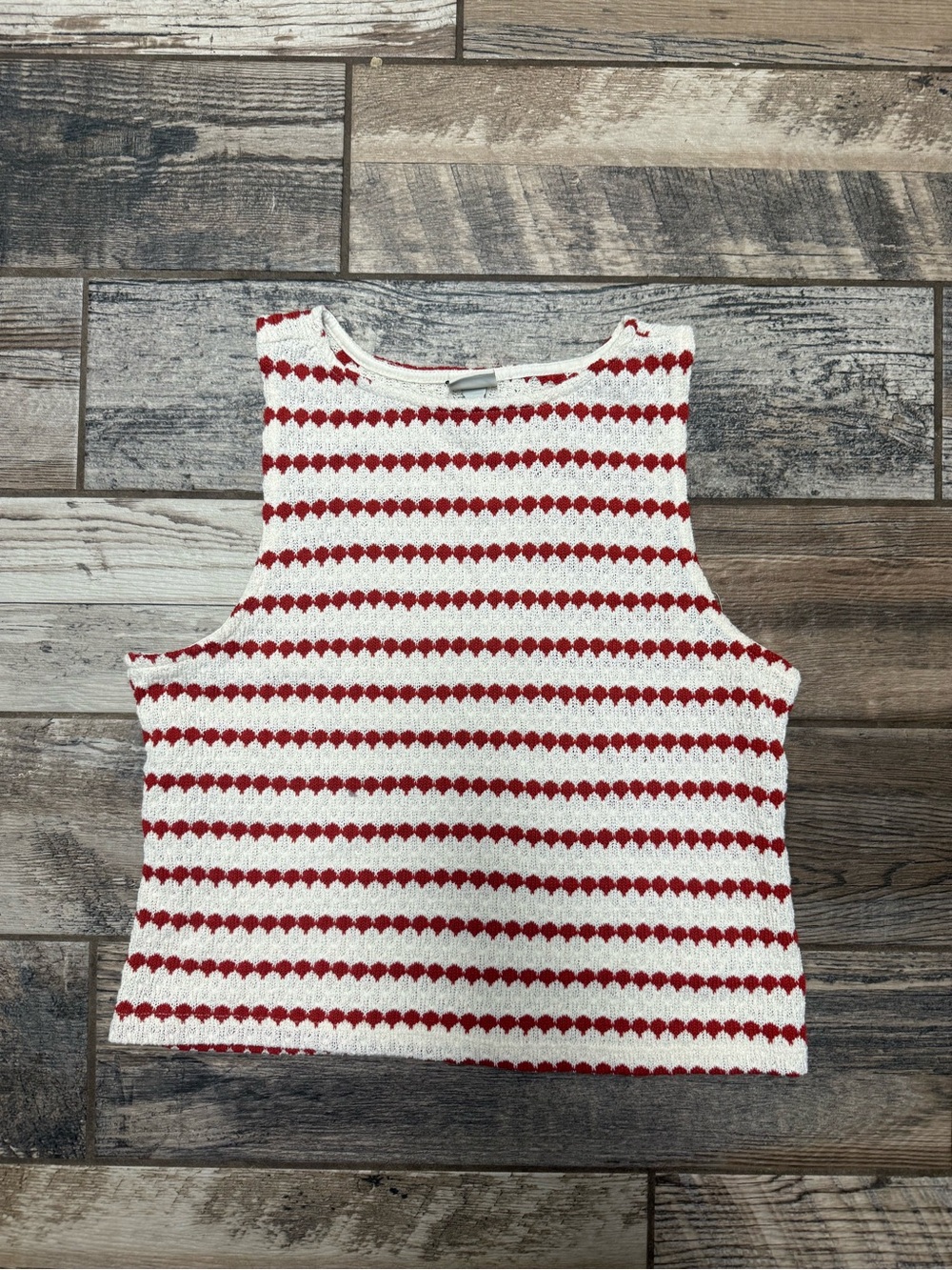 a new day Red and Cream Striped Knit Tank Top